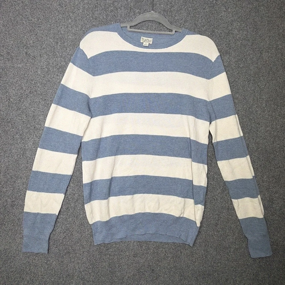 J. Crew Knit Sweater Size S Blue White Striped Nautical Preppy Coastal Classic